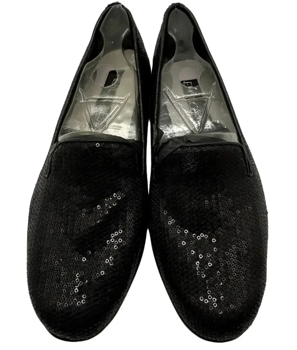 New Sequin Aerosoles Betunia Black Smoking Loafer 5.5 Flats Comfort Costume NIB